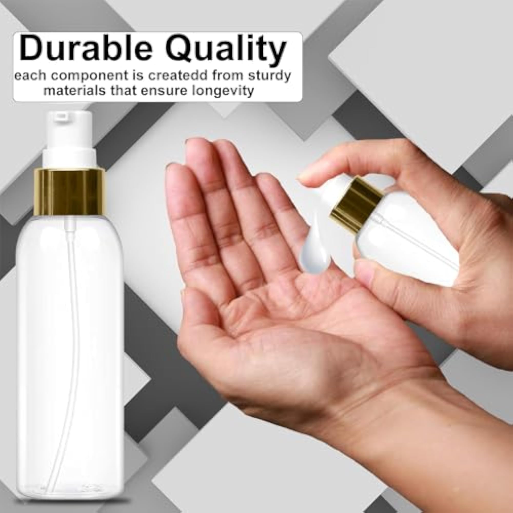 100ml Lotion Bottles with Golden Pumps, Leak Proof